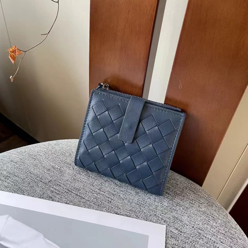 コンパクト財布 上質編み込み模様 コンパクト二つ折り財布