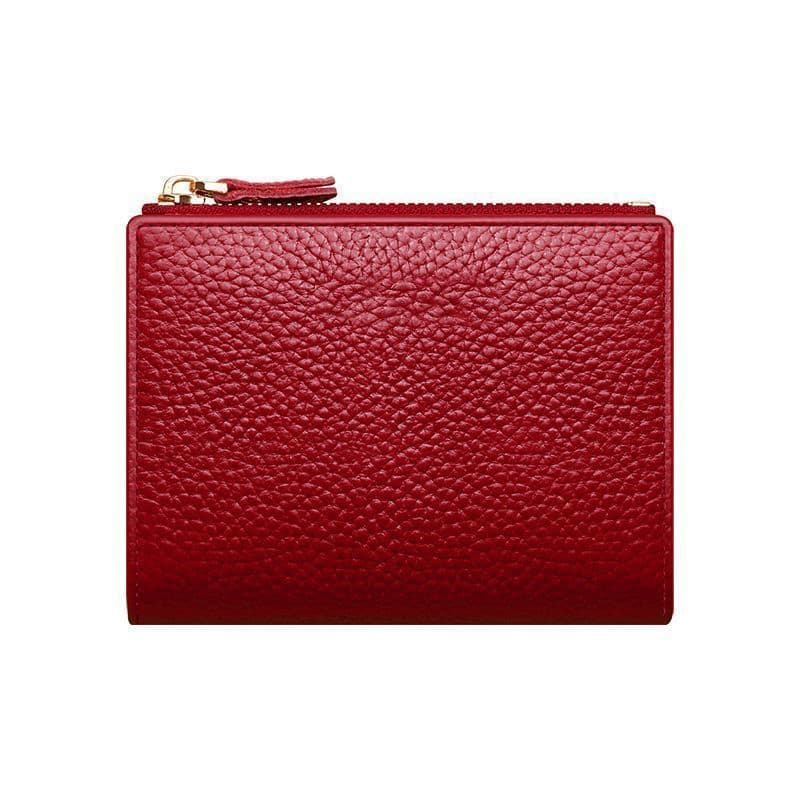 コンパクト 財布 本革 ミニマル 二つ折り 財布 ジップ ウォレット