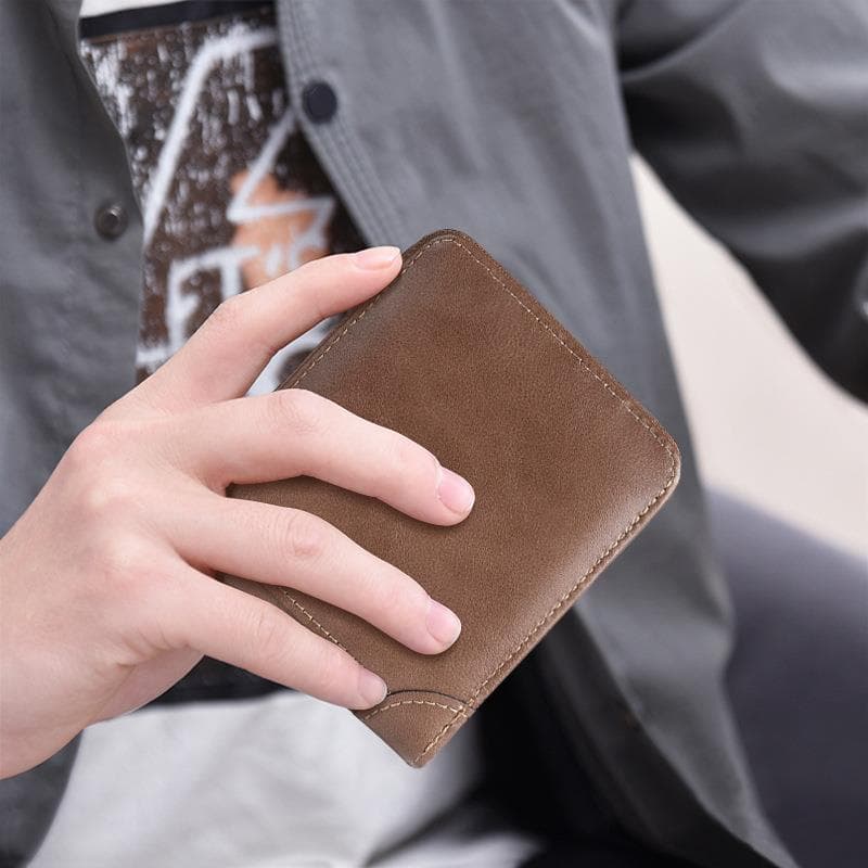 コンパクト 財布 上質牛革ミニマル二つ折り財布