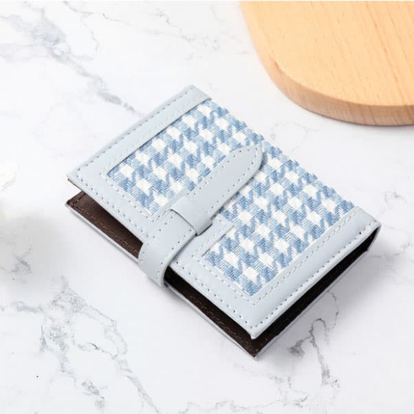 コンパクト 財布 千鳥格子柄 二つ折り財布 コンパクト 大容量カード収納