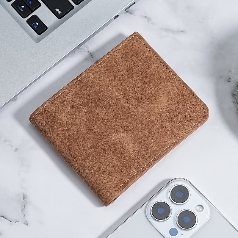 コンパクト 財布 上質スエード極薄二つ折り財布