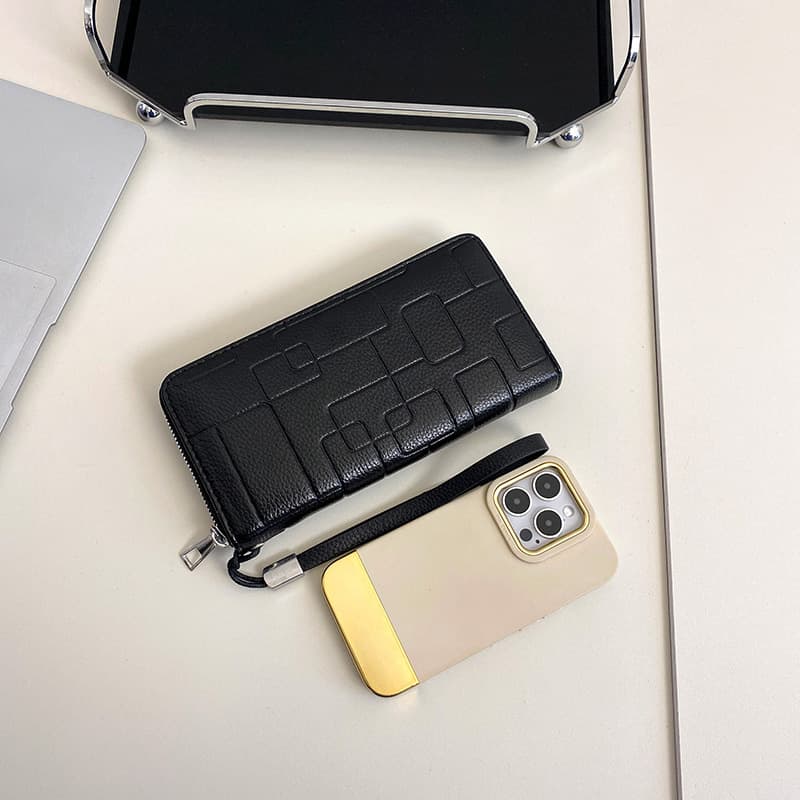 コンパクト 財布 型押し幾何学模様 コンパクト財布＆長財布セット