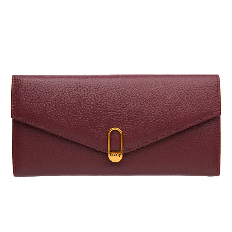 コンパクト 財布 上品なゴールド金具付き大容量レザー財布