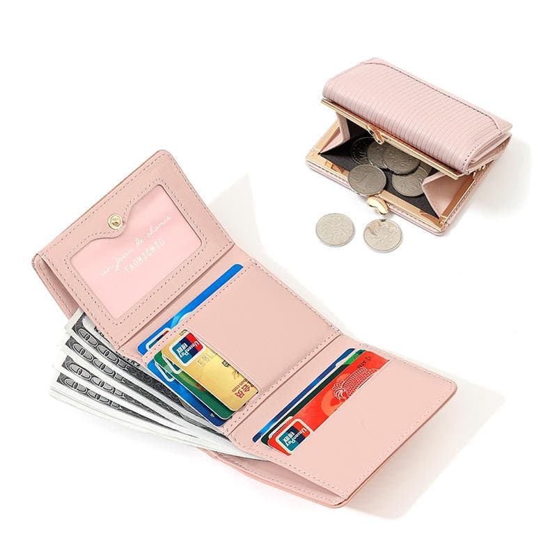 コンパクト財布 ハート留め金具付き 三つ折りミニ財布