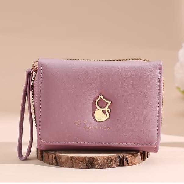 コンパクト 財布 ネコモチーフ シンプル ミニ財布