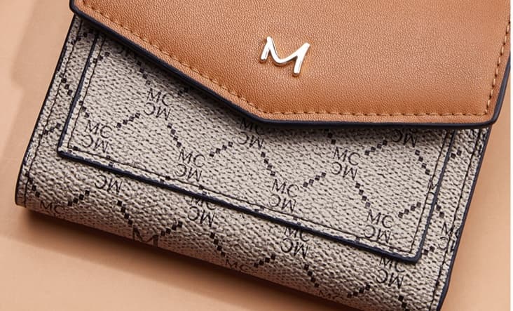 コンパクト 財布 模様入り上質レザーミニ財布