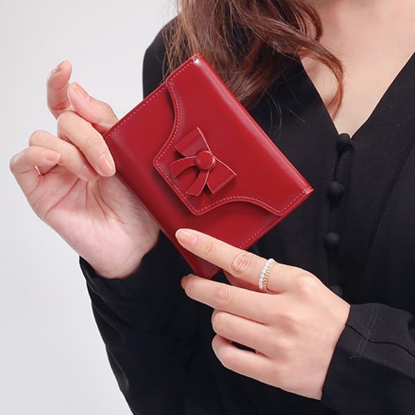 コンパクト 財布 リボン飾り付きミニ財布