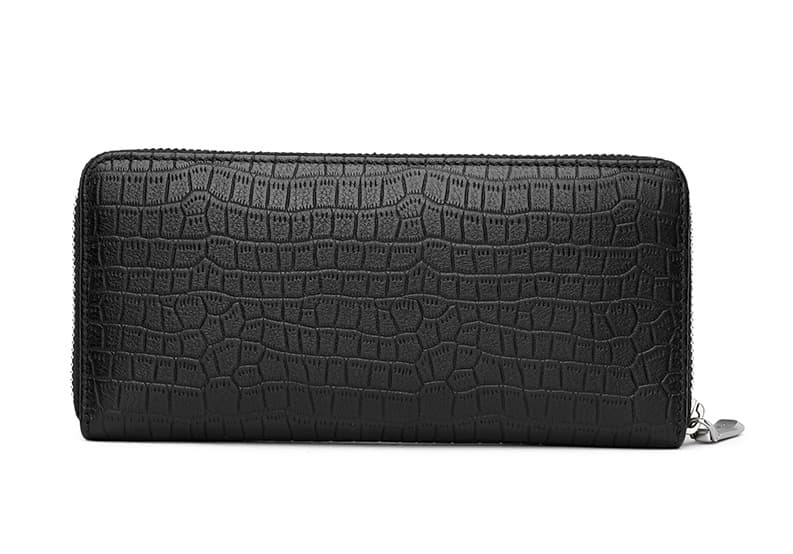 コンパクト 財布 型押し高級牛革 大容量ファスナー長財布