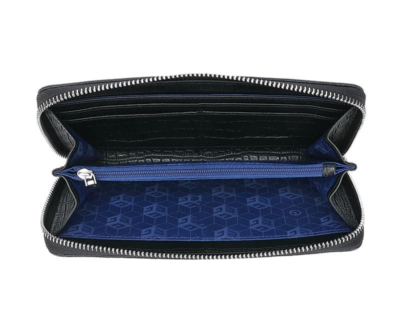 コンパクト 財布 型押し高級牛革 大容量ファスナー長財布