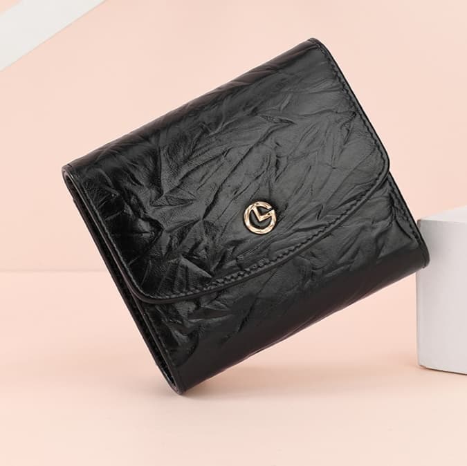 コンパクト 財布 三つ折り しわ加工レザー 三つ折り コンパクト財布