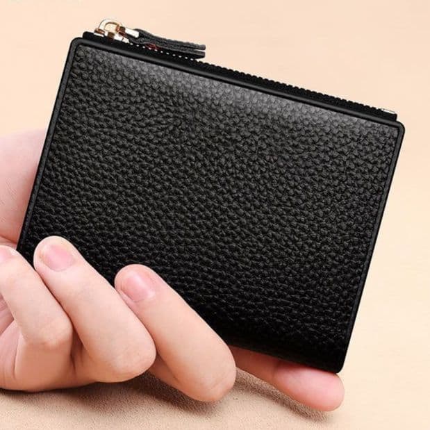 コンパクト 財布 本革 ミニマル 二つ折り 財布 ジップ ウォレット