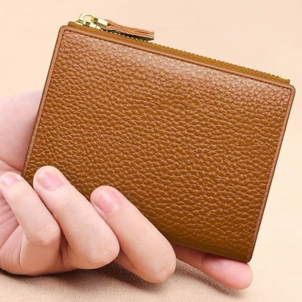 コンパクト 財布 本革 ミニマル 二つ折り 財布 ジップ ウォレット