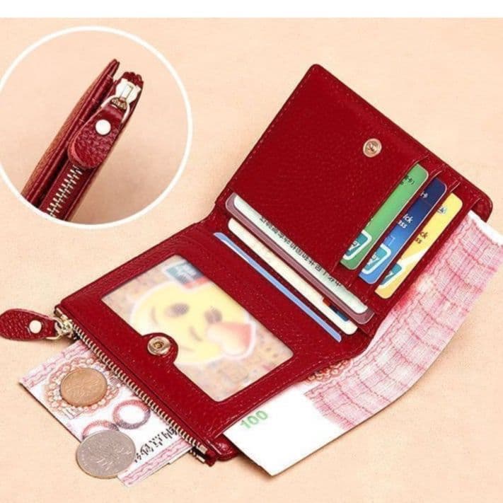 コンパクト 財布 本革 ミニマル 二つ折り 財布 ジップ ウォレット