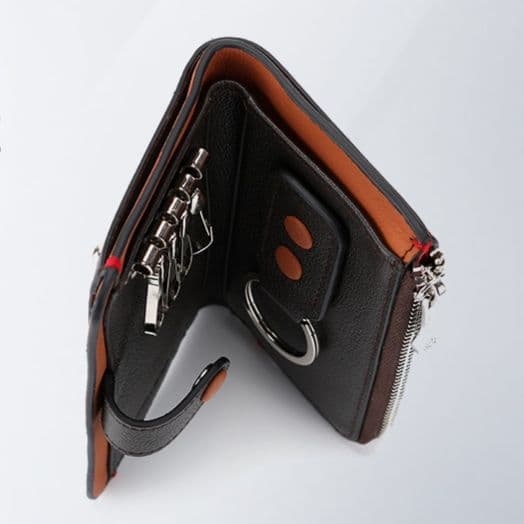 コンパクト 財布 二つ折り本革キーホルダー付きコンパクト財布