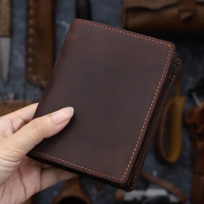 コンパクト 財布 職人手縫い本革二つ折り財布