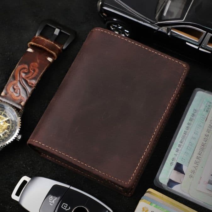 コンパクト 財布 職人手縫い本革二つ折り財布