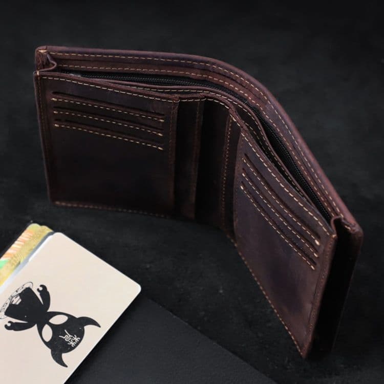 コンパクト 財布 職人手縫い本革二つ折り財布