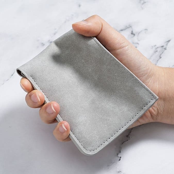 コンパクト 財布 上質スエード極薄二つ折り財布