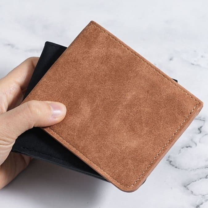 コンパクト 財布 上質スエード極薄二つ折り財布