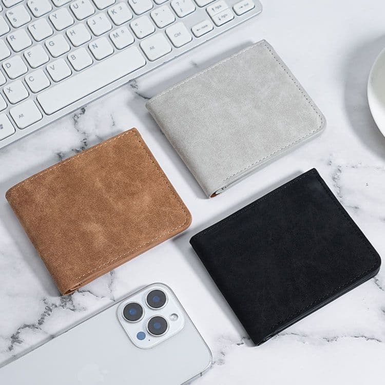 コンパクト 財布 上質スエード極薄二つ折り財布