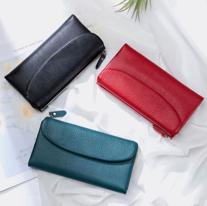 コンパクト 財布 洗練フラップ式本革コンパクト長財布