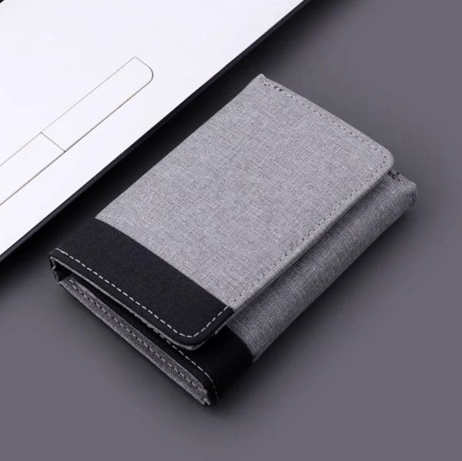 コンパクト 財布 帆布調バイカラー三つ折り財布