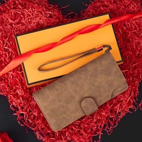 コンパクト 財布 上質スエード調 スマート長財布