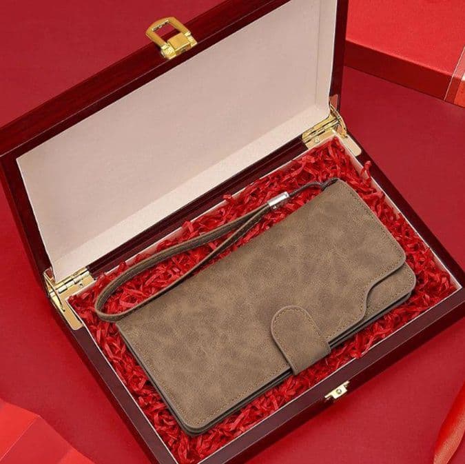 コンパクト 財布 上質スエード調 スマート長財布