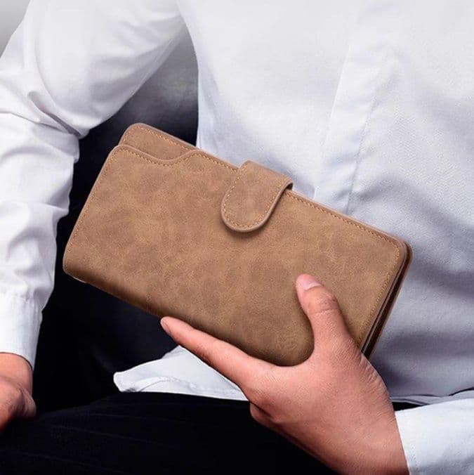 コンパクト 財布 上質スエード調 スマート長財布