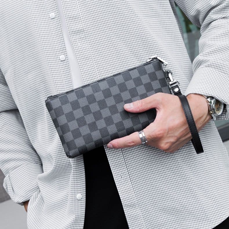 コンパクト 財布 防水格子柄クラッチ財布
