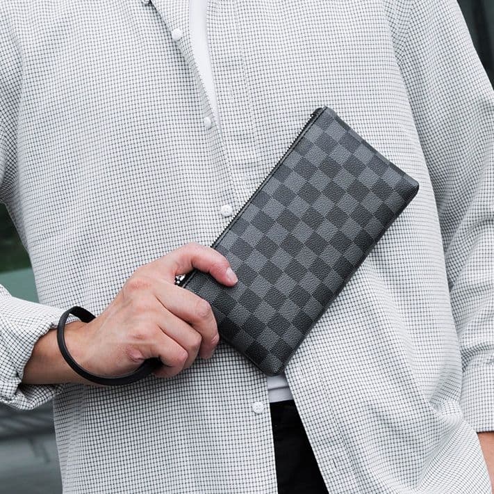 コンパクト 財布 防水格子柄クラッチ財布