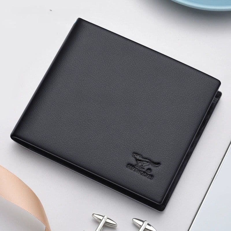 コンパクト 財布 上質レザー薄型二つ折り紳士財布