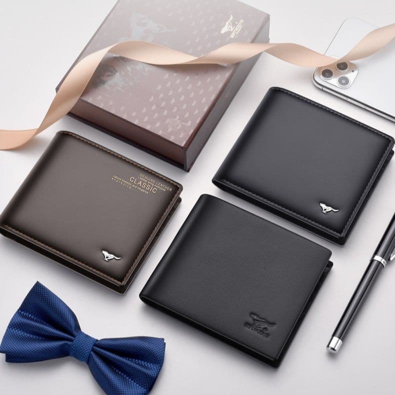 コンパクト 財布 上質レザー薄型二つ折り紳士財布