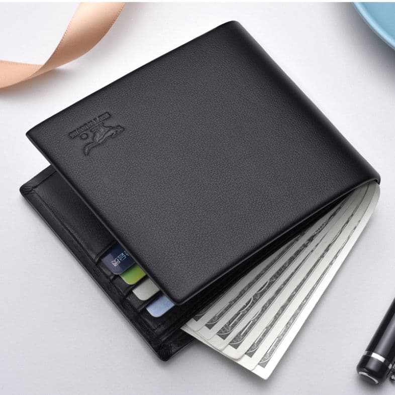 コンパクト 財布 上質レザー薄型二つ折り紳士財布