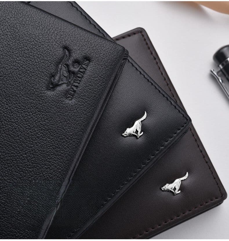 コンパクト 財布 上質レザー薄型二つ折り紳士財布