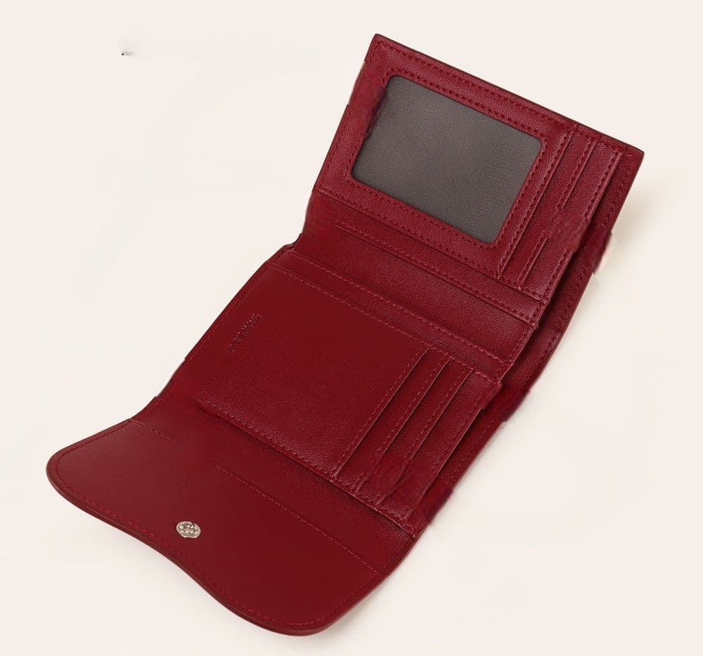 コンパクト 財布 さくらんぼ型押し三つ折りミニ財布