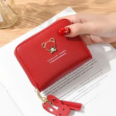 コンパクト 財布 くまモチーフ タッセル付きミニ財布