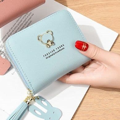 コンパクト 財布 くまモチーフ タッセル付きミニ財布