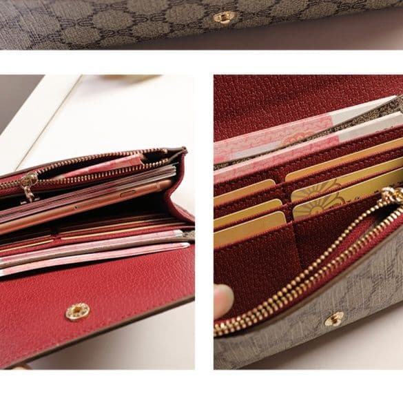 コンパクト 財布 洗練モノグラム柄フラップ長財布