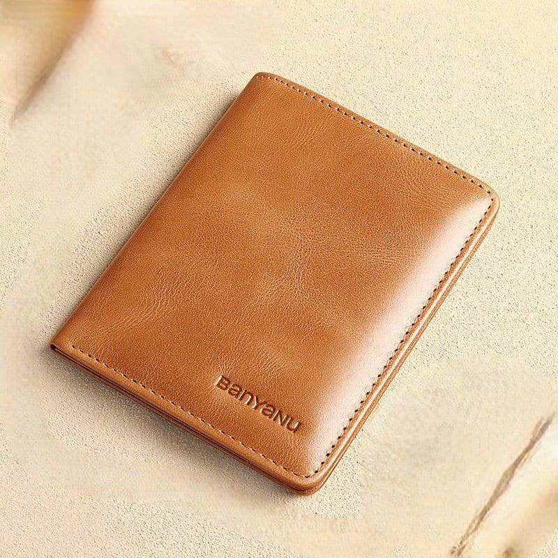 コンパクト 財布 頭層牛革薄型二つ折り財布