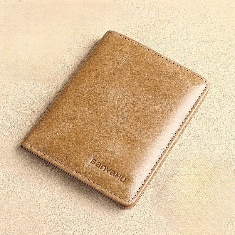 コンパクト 財布 頭層牛革薄型二つ折り財布