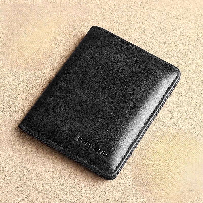 コンパクト 財布 頭層牛革薄型二つ折り財布