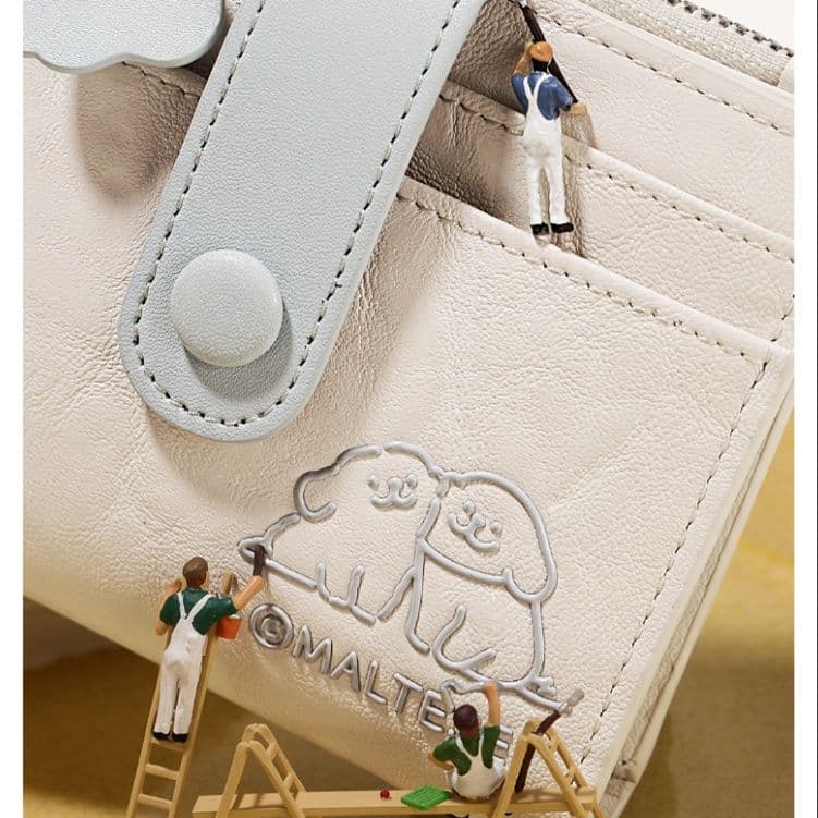 コンパクト 財布 犬モチーフ 骨型チャーム付きミニ財布