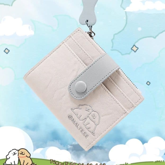 コンパクト 財布 犬モチーフ 骨型チャーム付きミニ財布