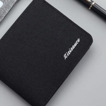 コンパクト 財布 上質ファブリック 極薄二つ折り財布