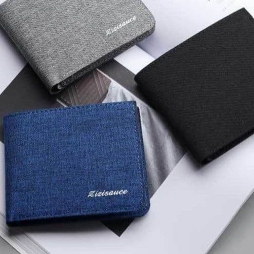 コンパクト 財布 上質ファブリック 極薄二つ折り財布