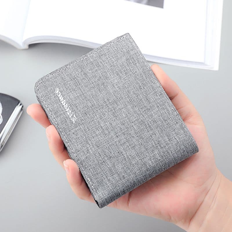 コンパクト 財布 上質ファブリック 極薄二つ折り財布