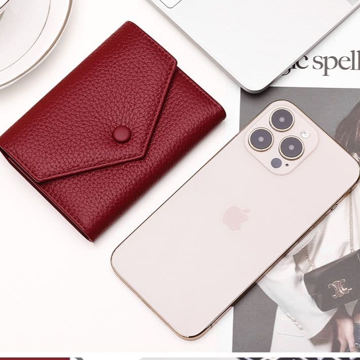 コンパクト 財布 上質牛革使用 多機能三つ折り財布