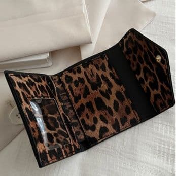 コンパクト 財布 三つ折り豹柄ミニ財布