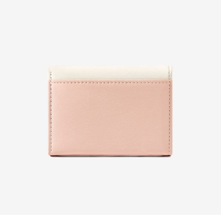 コンパクト 財布 花刺繍 パール飾り 三つ折り財布